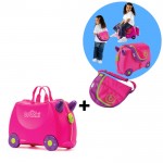 Trunki komplet kovček Trixie in Saddle Bag rožnat